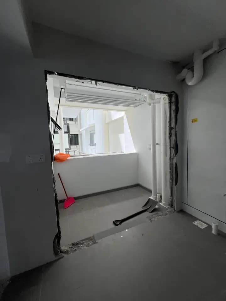 wall hacking Singapore HDB kitchen before fit-out
